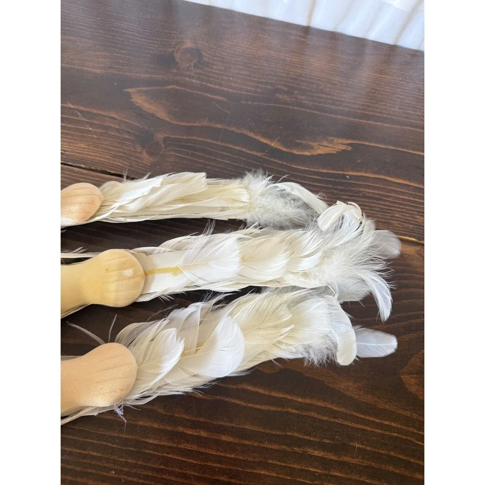 VTG White Dove Christmas Tree Ornaments Set of 3‎ Feather Tail Clip On 12 Inch